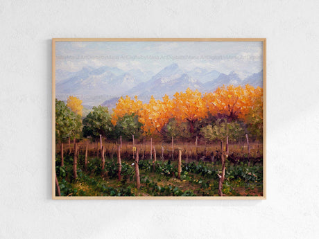 Vineyard Countryside Art Print, Wine Old Vineyard Decoration, Mountain Landscape Wall Art, Rustic Home Decor - MRC Art by Design