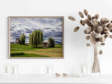 Countryside Landscape Oil Painting, Rustic Cabin Mountains, Nature Art, Wall Decor, Rustic Home Decor - MRC Art by Design