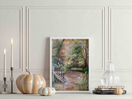 Riverside at Fall Autumn Landscape - Nature Wall Art, Wall Decor, River Scene, Autumn Colors, Scenic Print - MRC Art by Design