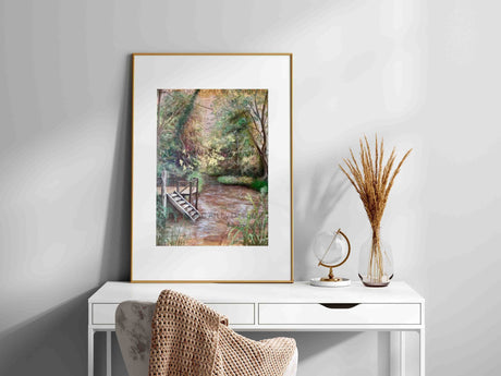 Riverside at Fall Autumn Landscape - Nature Wall Art, Wall Decor, River Scene, Autumn Colors, Scenic Print - MRC Art by Design