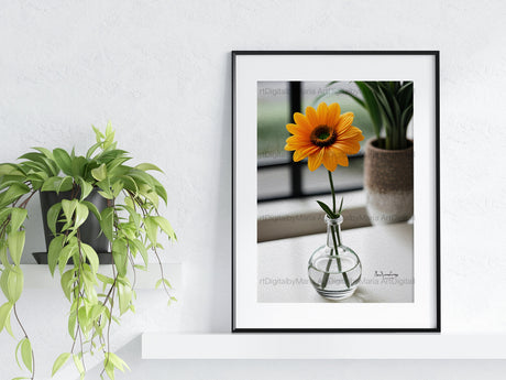 Orange flower in a glass vase